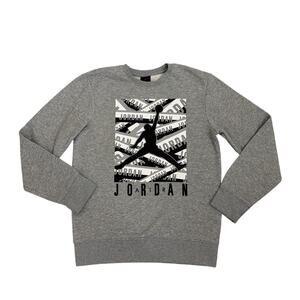 Nike Air Jordan Crewneck Graphic Gray Pullover Sweatshirt Youth Large 12/13